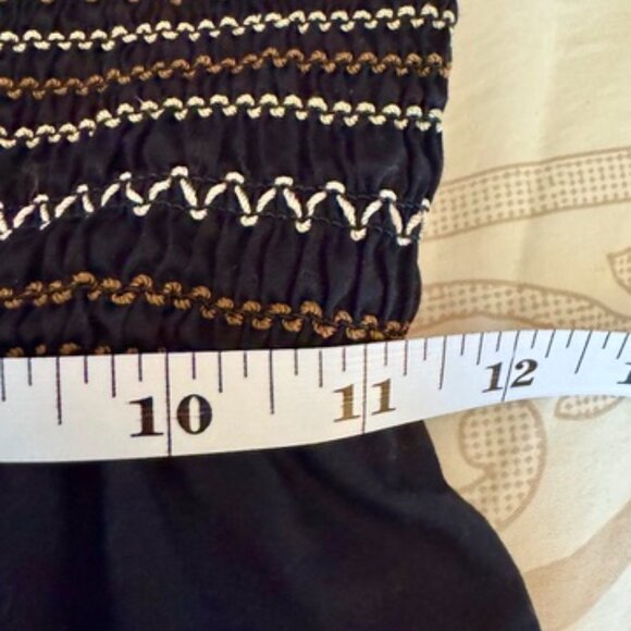 Old Navy Black Midi Dress w Tan Elastic Smocked Bodice - Picture 14 of 15